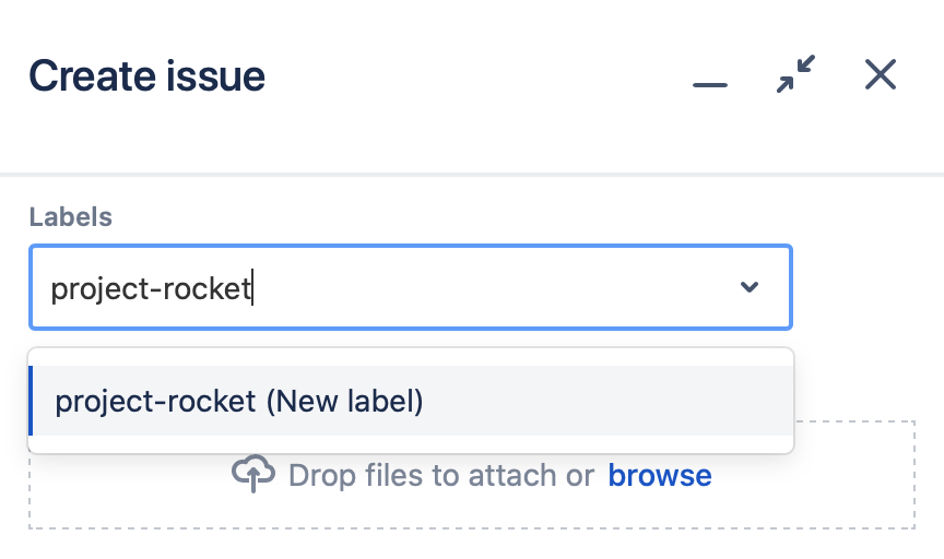 Adding a new label called project-rocket to a new issue