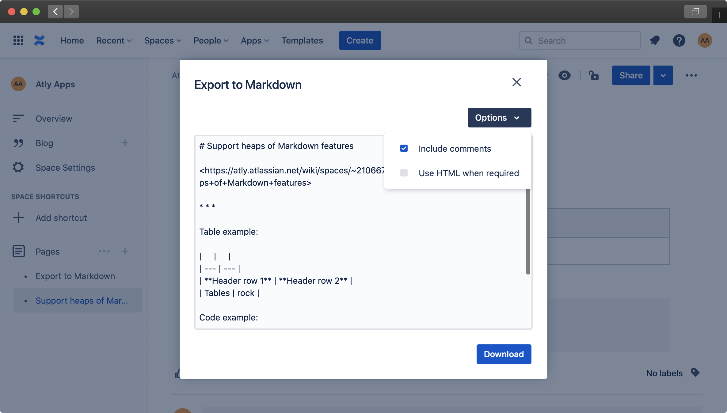 Atly Apps Export To Markdown For Confluence Cloud Documentation